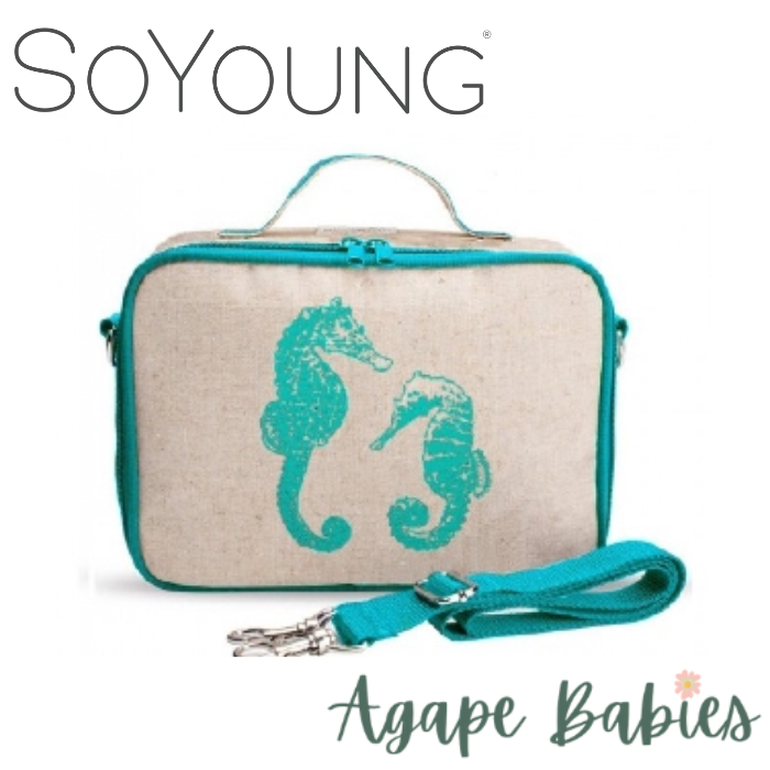 SoYoung Lunch Box Bag - Aqua Seahorses