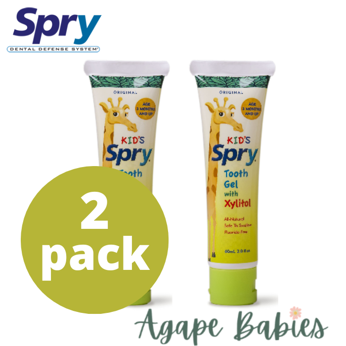 [Bundle Of 2] Spry  Kids Fluoride- Free Teeth Gel With xylitol - Orginal Flavour 60 ml