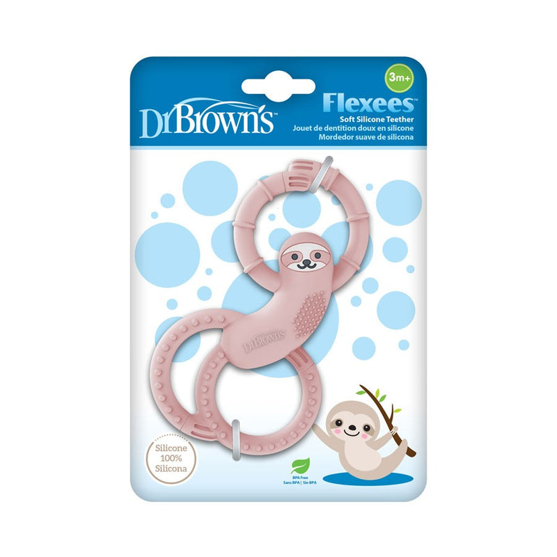 [ 2 Pack ] Dr Brown's Sloth Long Limbed Silicone Teether (Pink)