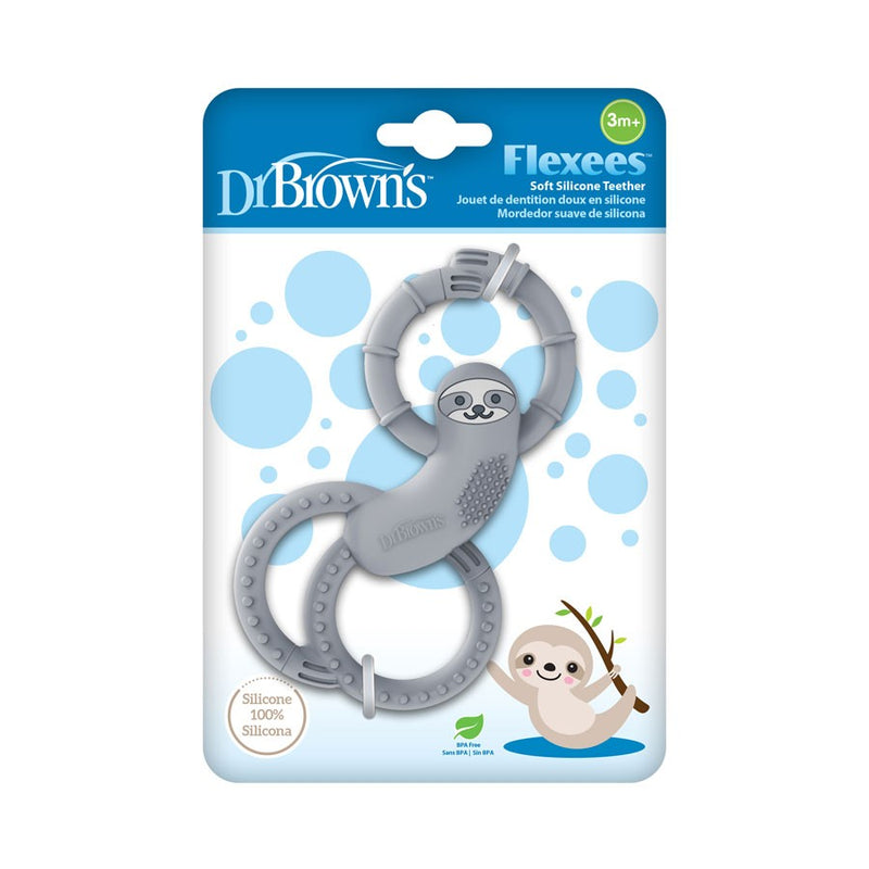 [ 2 Pack ] Dr Brown's Sloth Long Limbed Silicone Teether (Gray)