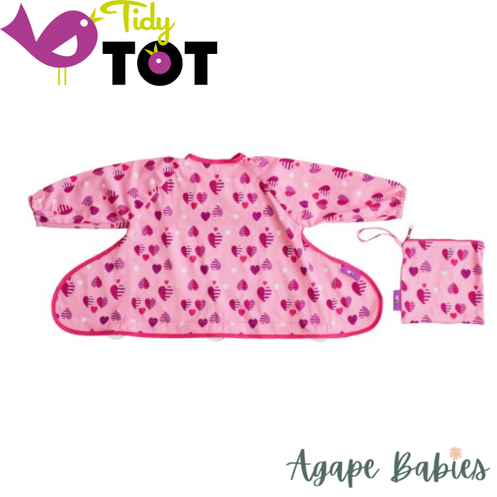 Tidy Tot Cover & Catch Bib (Long Sleeve) - Love Hearts