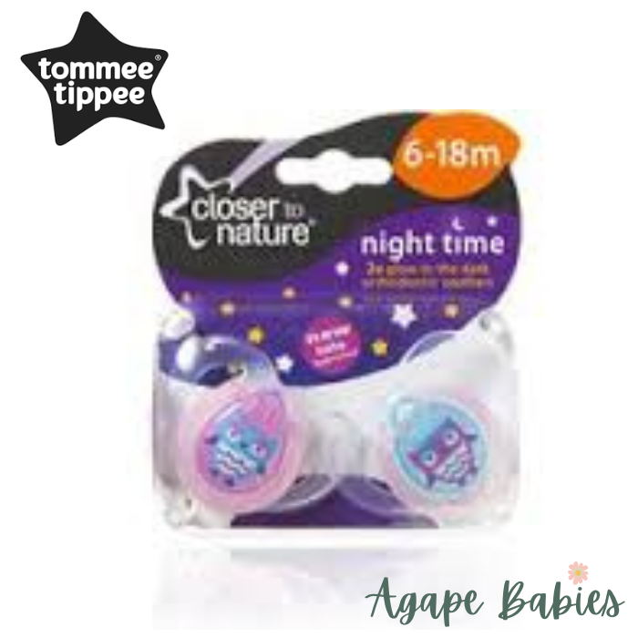 Tommee Tippee Closer To Nature Night Time Orthodontic Soother 6-18m 2pk