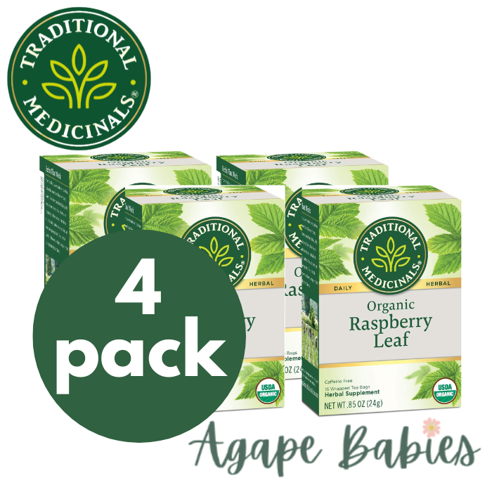 [Bundle Of 4] Traditional Medicinals Organic Raspberry Leaf Tea, 16 bags Exp: 02/25