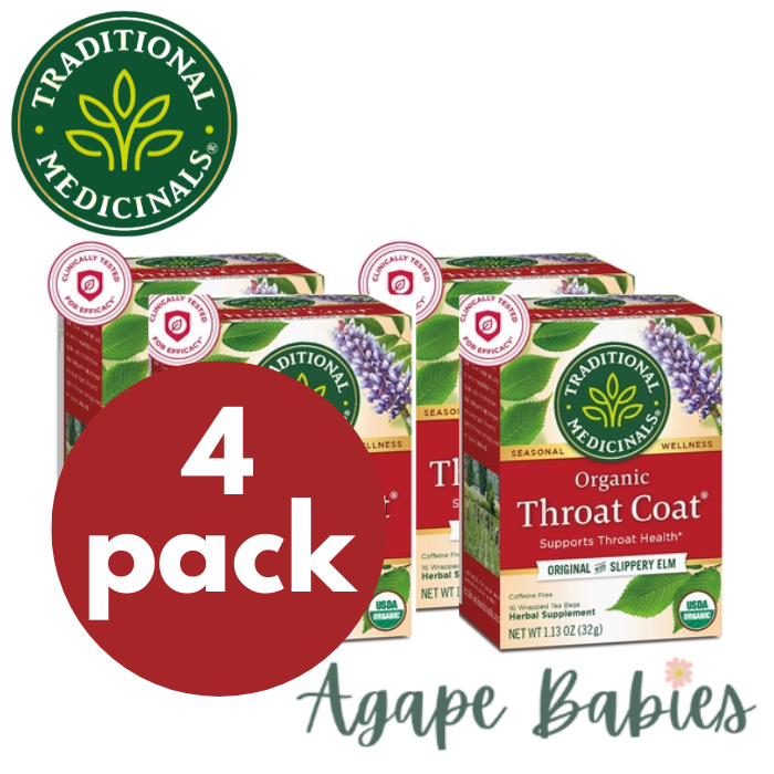 [Bundle Of 4] Traditional Medicinals Throat Coat Tea, 16 bags