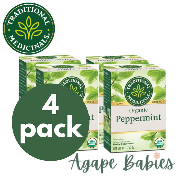 [Bundle Of 4] Traditional Medicinals Organic Peppermint Tea, 16 bags Exp: 06/25