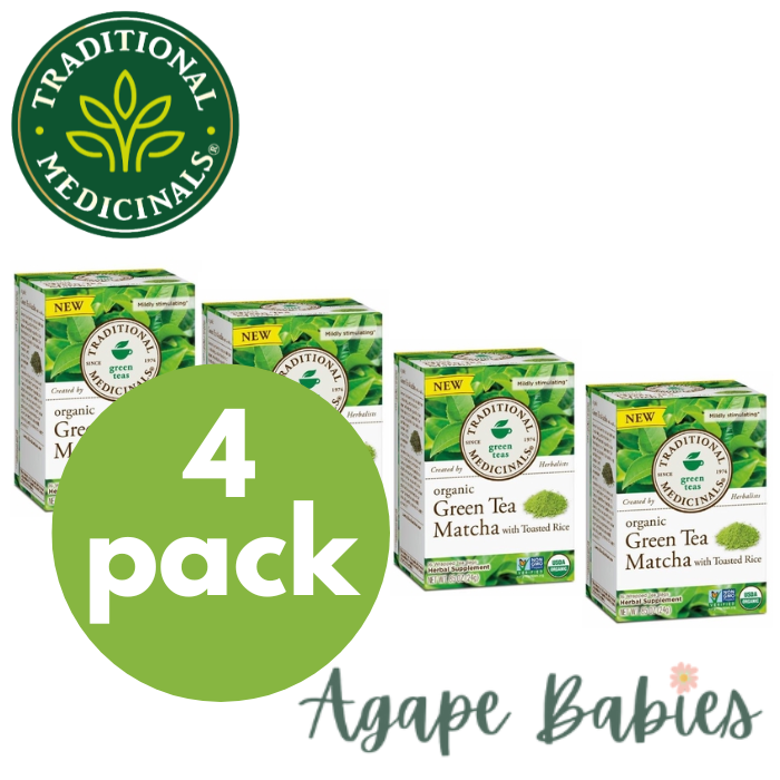 [Bundle Of 4] Traditional Medicinals Green Tea Matcha With Toasted Rice, 16 Bags Exp: 05/25