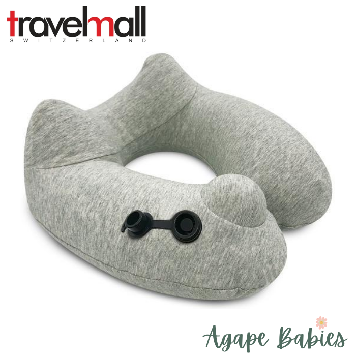 Travelmall 3D Inflatable Nursing Neck Pillow With Patented Pump And Hood Light Grey Agape Babies Singapore