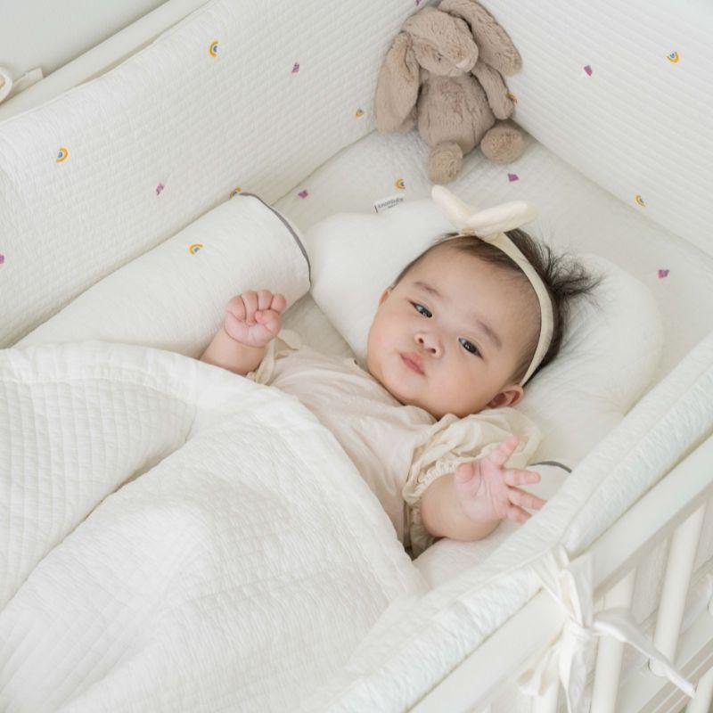 Little kBaby Baby Cot Breathable Premium Cotton Bedding Set - White