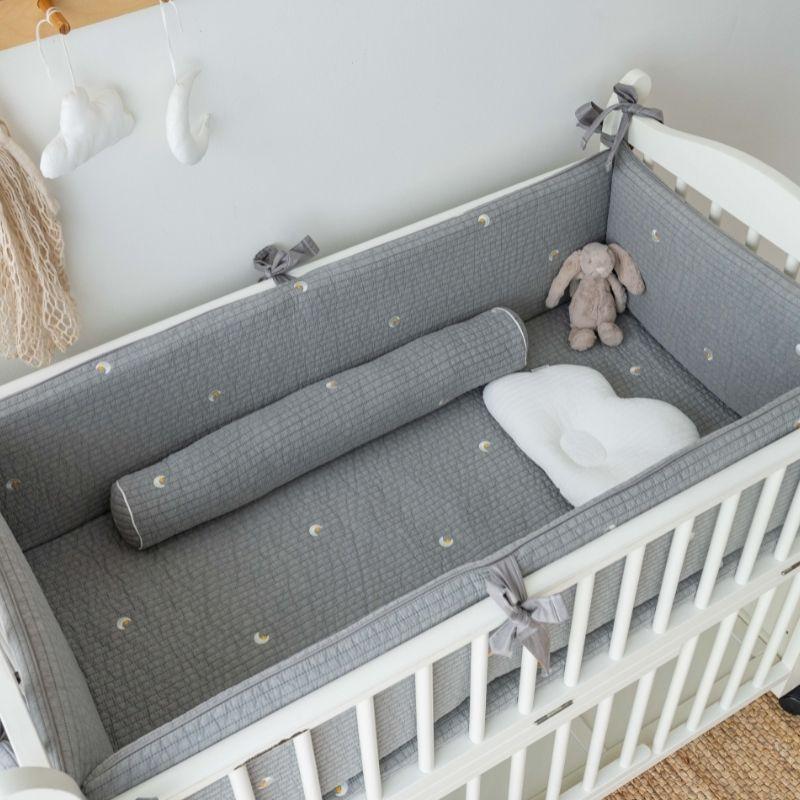 Little kBaby Baby Cot Breathable Premium Cotton Bedding Set - Grey