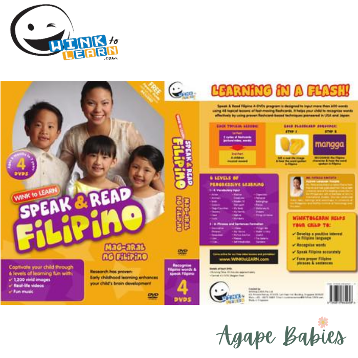 WINK to LEARN Speak & Read Filipino 4-DVDs Program - FOC Sing to Learn DVD