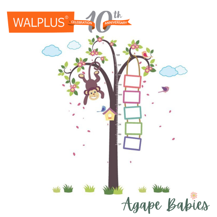 Walplus Monkey Tree Height Grow Chart Wall Decals 90x30cm 4pcs
