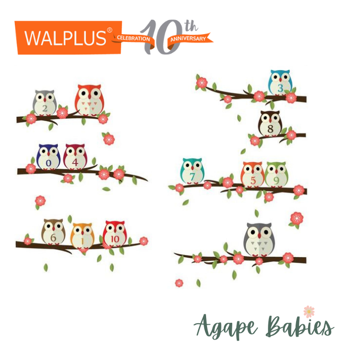 Walplus Nursery Owl Numbering Wall Decals 90x30cm 2pcs