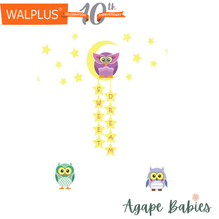 Walplus Owl Moon Star Glow In The Dark Wall Decals 30x60cm