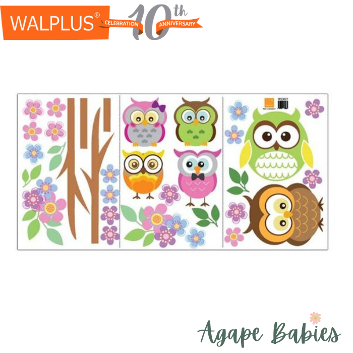 Walplus Colorful Owl Flower Tree Wall Decals 30x60cm