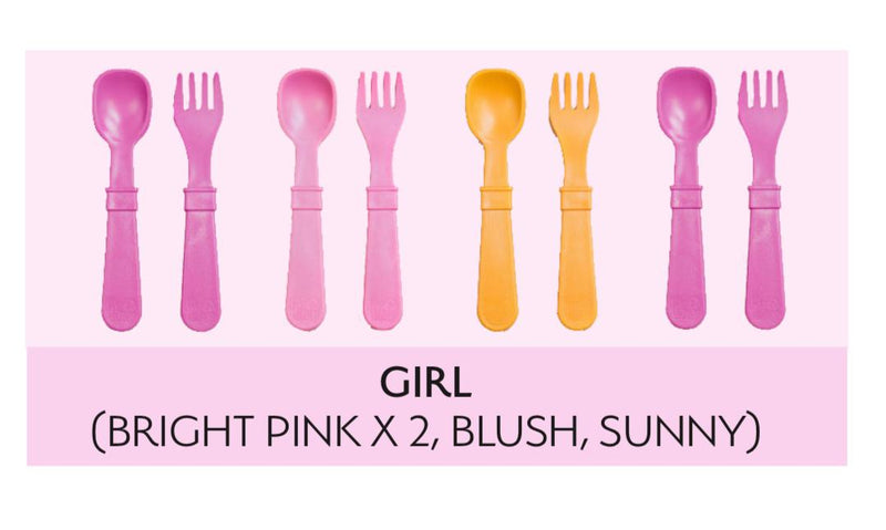 [Made in USA] Re-Play Utensils 4 sets Forks & Spoons - Girl