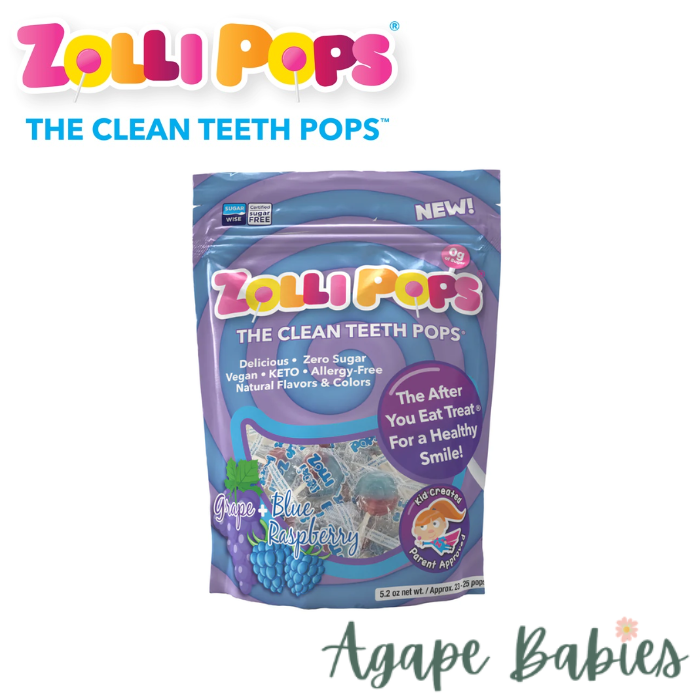 Zollipops The Clean Teeth Pops- Grape & Blue Raspberry Swirl, 147g