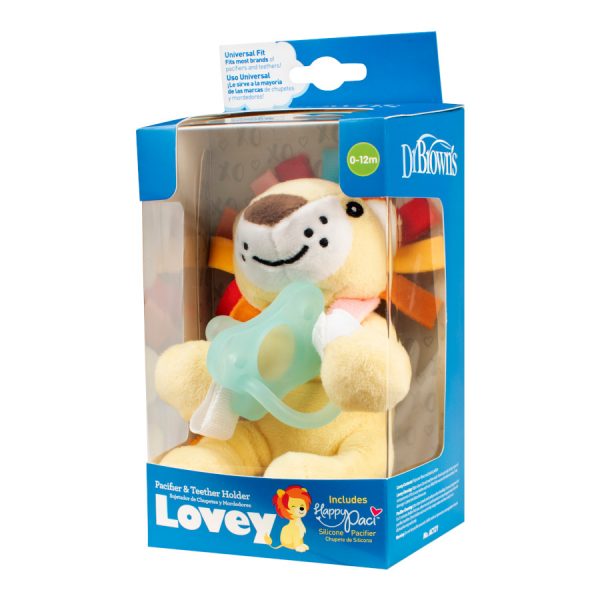 Dr Brown's Lonny The Lion Lovey W/ Aqua One Piece Pacifier