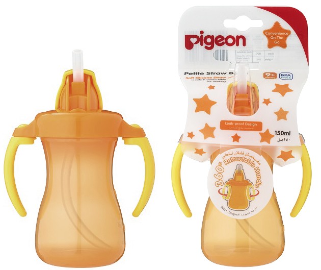 Pigeon Petite Straw Bottle Hanging Type 150ml 9m+ - Orange
