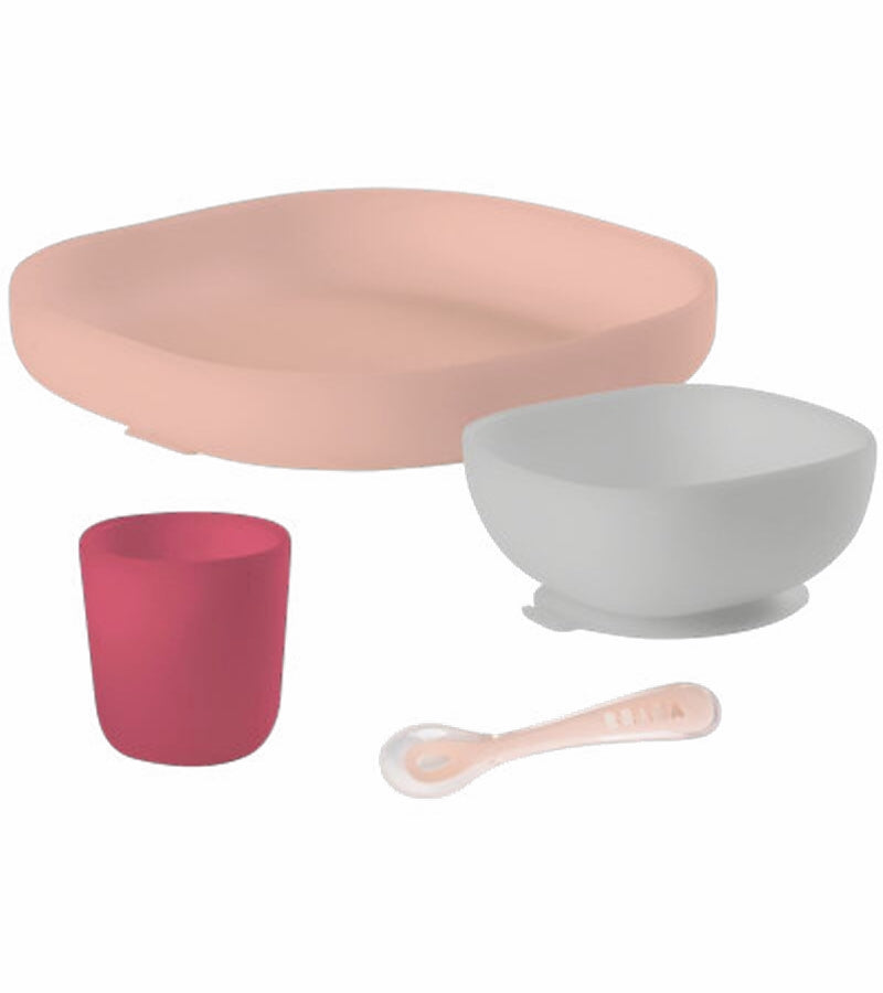 Beaba Silicone Suction Meal Set (4 pcs) - Pink
