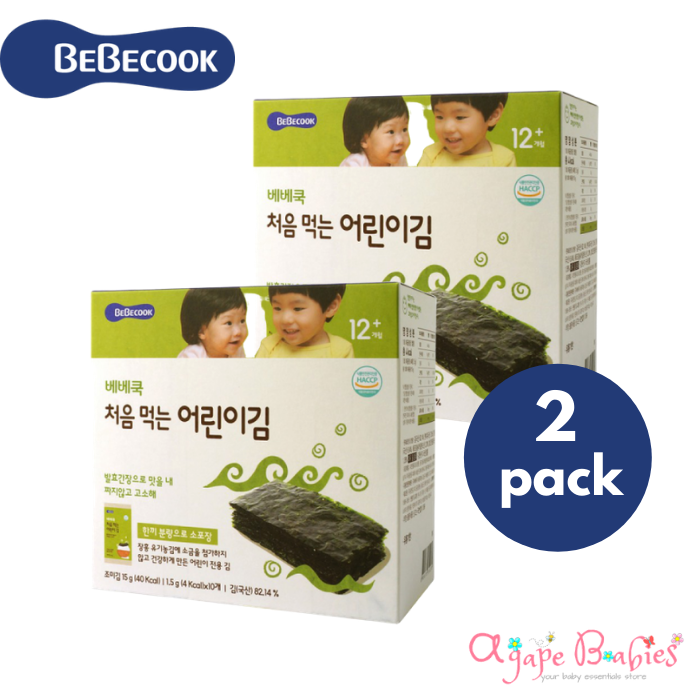 [Bundle of 2] BeBecook Junior's First Sun-Dried Seaweed (Original) 1.5g x 10ea - Exp: 03/23