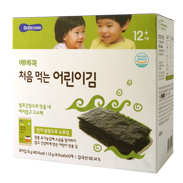 [Bundle of 4] BeBecook Junior's First Sun-Dried Seaweed (Original) 1.5g x 10ea - Exp: