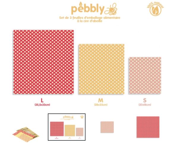 Pebbly Beeswax Food Wrap Set (3pc)