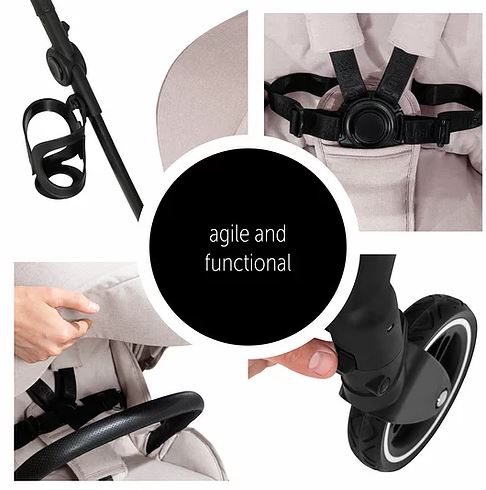 [1 Yr Local Warranty] Hauck Eagle 4S Colibri Stroller (Beige): Lightweight, Travel System, Reversible
