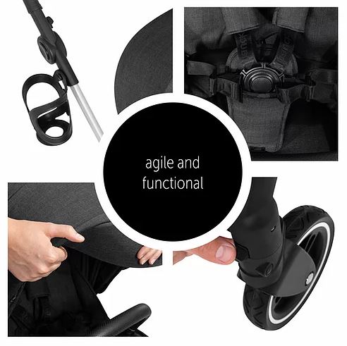 [1 Yr Local Warranty] Hauck Eagle 4S Colibri Stroller (Grey): Lightweight, Travel System, Reversible