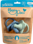 [3 Pack] Dr Brown's Happypaci One-Piece Silicone Pacifier - 0M Blue