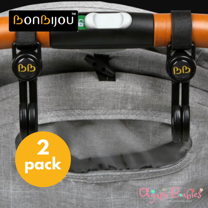 [2-Pack] Bonbijou Double Stroller Hook - Black