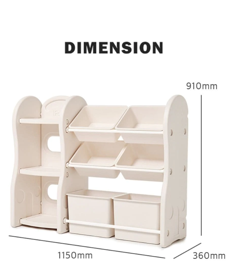 IFAM Design Storage Rack & Bookshelf (2 Large 4 Small Baskets) - Beige