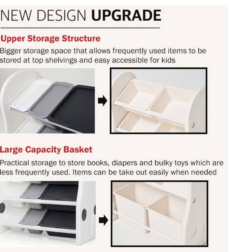 IFAM Design Storage Rack & Bookshelf (2 Large 4 Small Baskets) - Beige