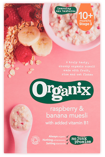 Organix Organic Cereal - Raspberry & Banana Muesli, 200g Exp: 08/21
