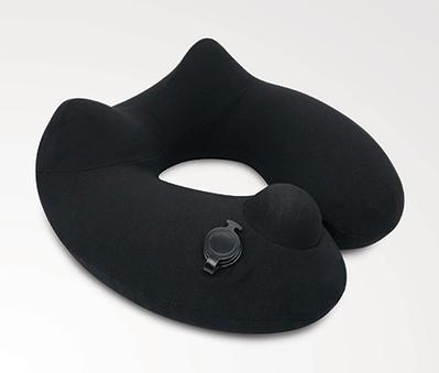 TravelMall 3D Inflatable Nursing Neck Pillow With Patented Pump And Hood (Black)