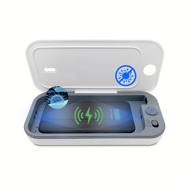 Travelmall 3-in-1 Slim Multi-functional Station with 10W Qi Wireless Charger, UV-C Steriliser