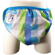 Moo Moo Kow One Size Swim Diaper - Checkers with Blue Border