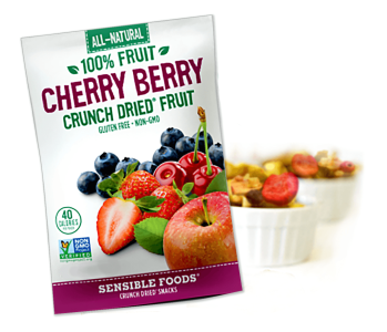 Sensible Foods All-Natural 100% Fruit Cherry Berry Crunch Dried Fruit, 10g Exp: 05/25