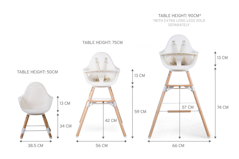 [1 yr local warranty] Childhome Evolu One.80° High Chair - Natural White