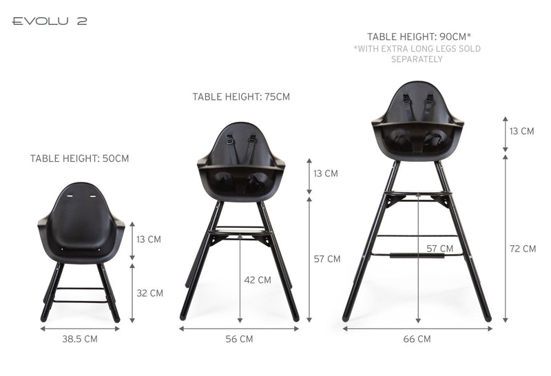 [1 yr local warranty] Childhome Evolu 2 High Chair - Black