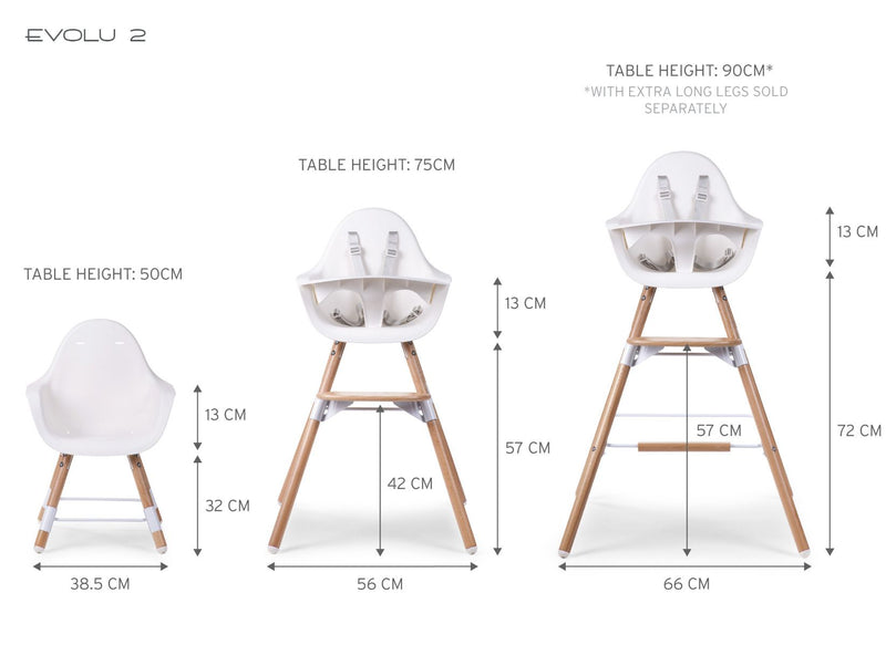[1 yr local warranty] Childhome Evolu 2 High Chair - Natural White