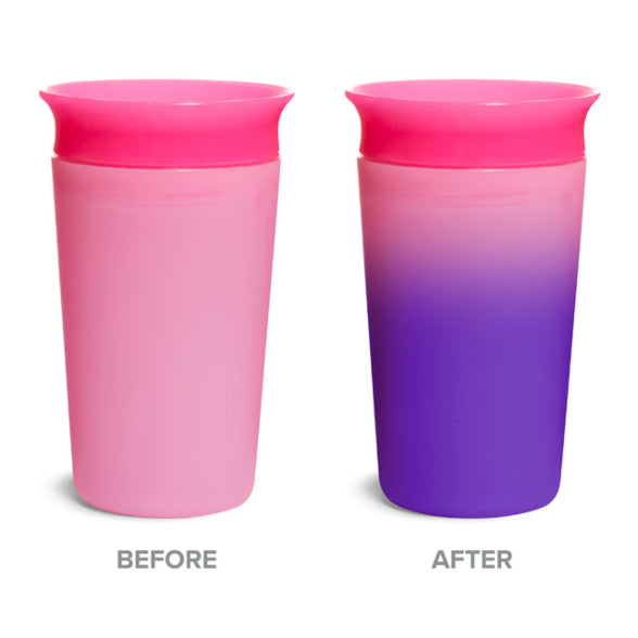 [2 Pack] Munchkin Miracle® 360° Colour Changing Cup - 9oz (Pink)