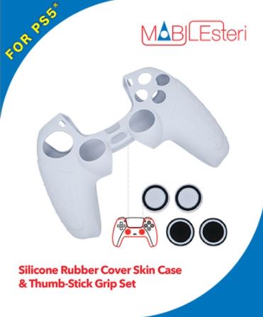 Mobilesteri Silicone Rubber Cover Skin Case & Thumb-Stick Grip Covers Set for PS5 Controllers
