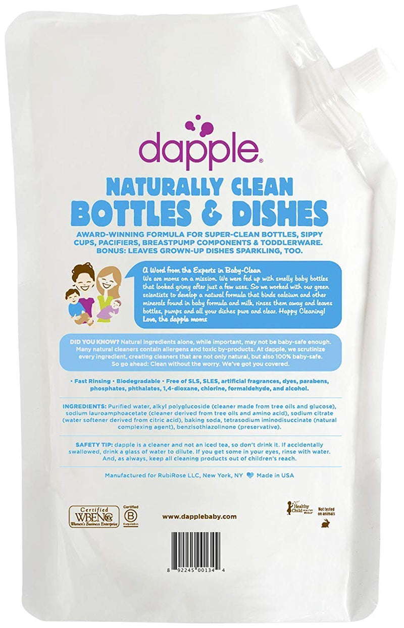 Dapple Baby Bottle & Dish Liquid Refill Pack Fragrance Free 34oz