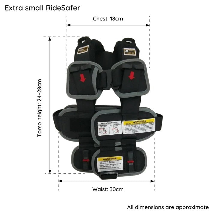 RideSafer Delight Wearable Safety Restraint - Black - Large (10 year local warranty)