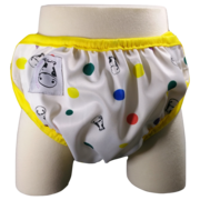 Moo Moo Kow One Size Swim Diaper - Dot Dot with Yellow Border