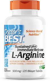 Doctor's Best Sustained Plus Immediate Release L-Arginine 500mg, 120 tabs.