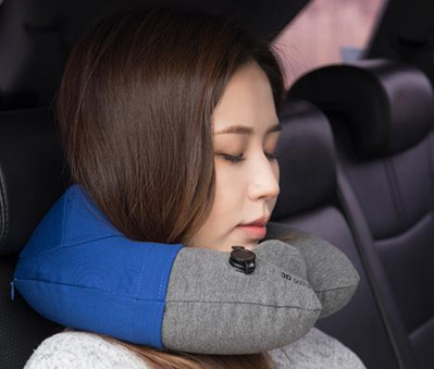 TravelMall 3D Inflatable Neck Pillow (Blue)