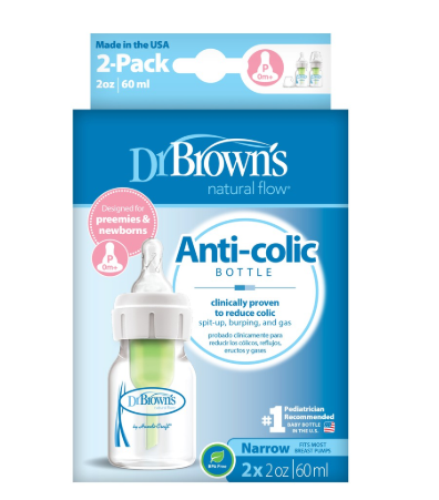 Dr Brown's PP Narrow-Neck Options+ Bottle 2 OZ/60 ML , Twin-PK