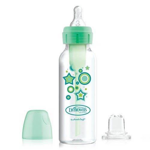 [Bundle of 2] Dr Brown's 8 oz/250 ml PP Narrow-Neck "Options+" Transition Bottle W/ Sippy Spout - Green Star (1-Pack)