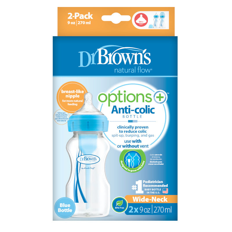 Dr. Brown’s 9oz/270ml PP Wide-Neck "Options+" Bottle - Blue (Twin-Pack)